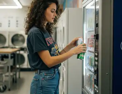 Woman At Vending Machine For Drinks 1200X1200